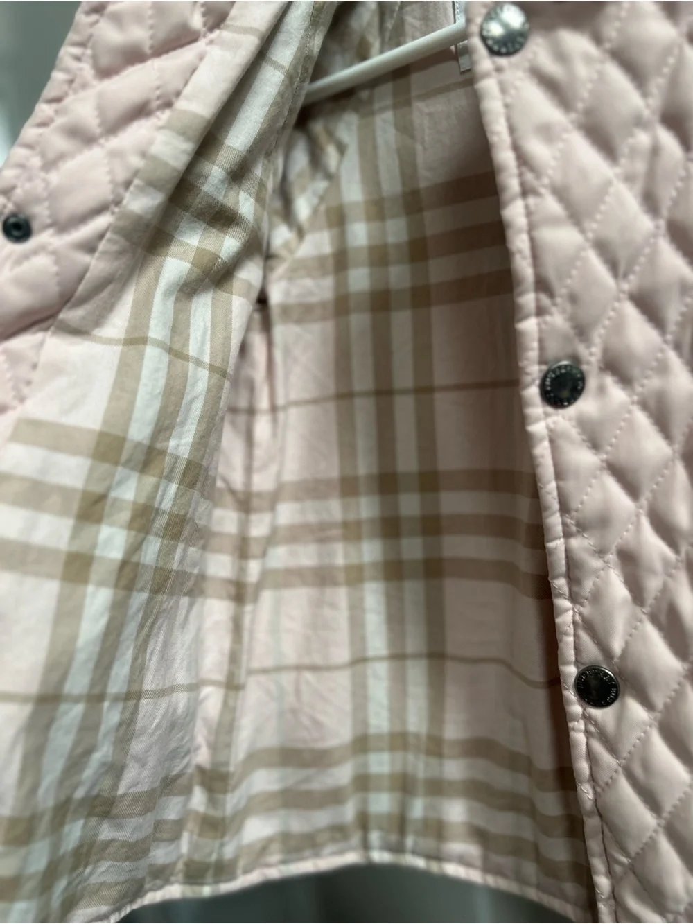 Burberry baby Girls' Quilted Light Pink Jacket - Classic Button Front Sz 18 M